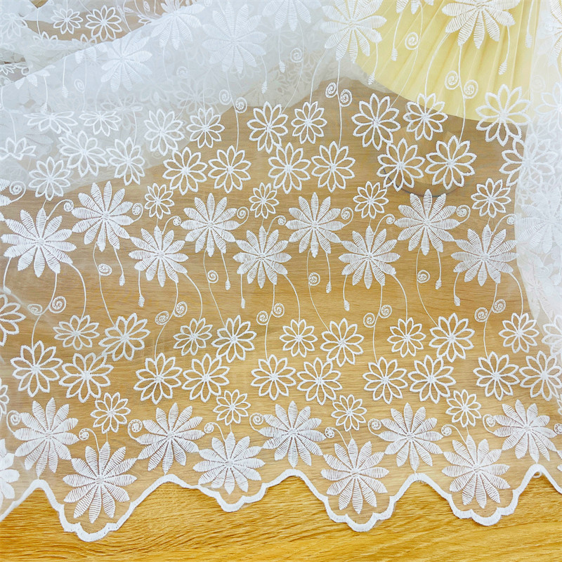 Organza Mesh Embroidery Water Soluble Lace Embroidery Fabric Children's Wear Wedding Dress Fluffy Bilateral Lace Fabric