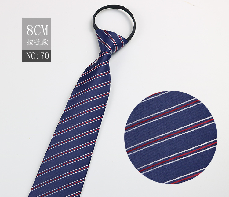 Picture of Factory Black Men's Tie Striped Blue Business Tie Lazy People Knot Free Zipper Tie in stock Wholesale