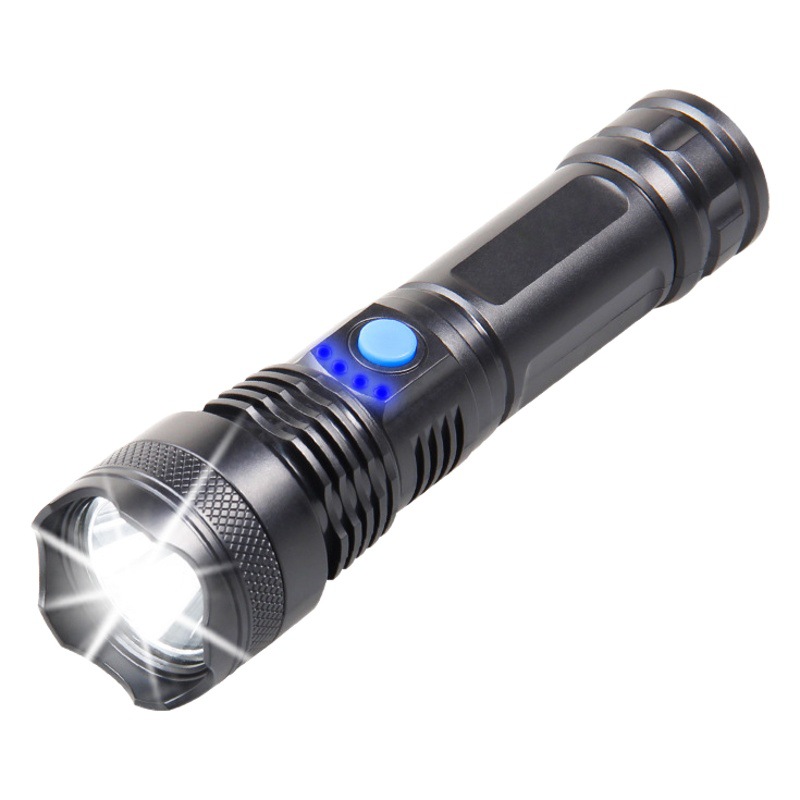 Bright flashlight strong light fixed focus Flashlight LED outdoor USB charging household portable 18650 small flashlight