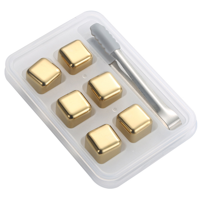 Picture of Cross-border 304 stainless steel ice cubes quick-frozen metal ice cubes suit titanium-plated golden ice wine stone whiskey stone ice particles