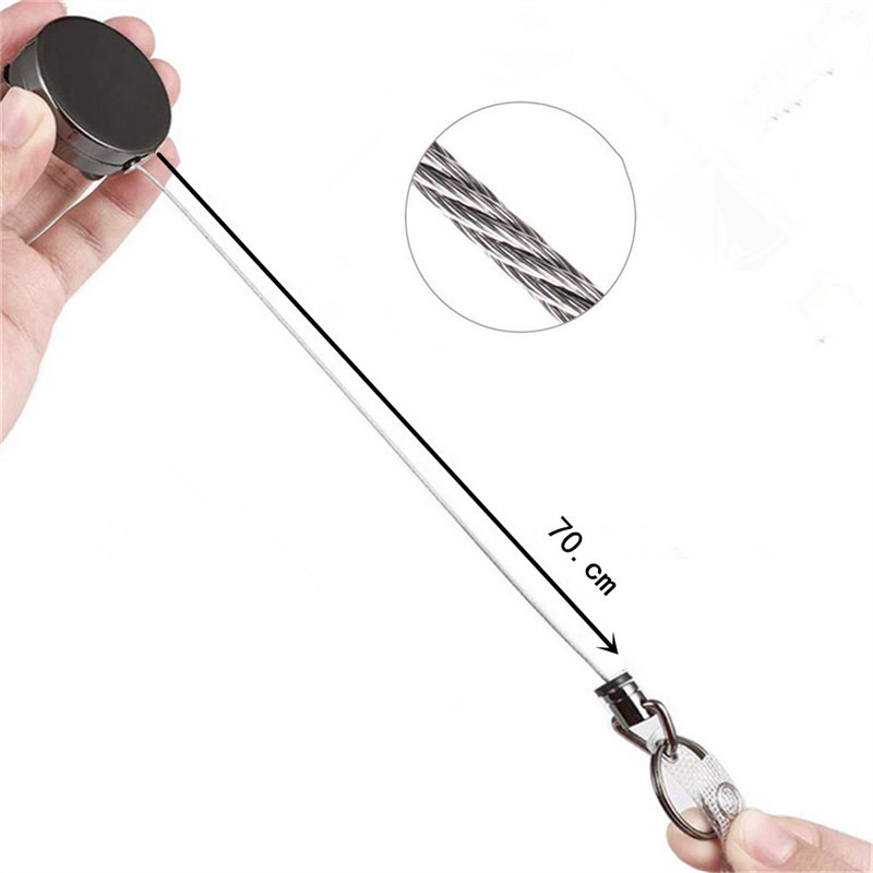 Picture of Spot all-metal wire rope easy-pull buckle anti-loss anti-theft key chain telescopic buckle wire rope easy-pull buckle cross-border