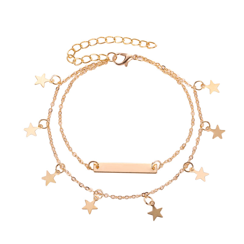 Picture of New foot jewelry trend women's simple European and American beach foot decoration fashion double five-pointed star anklet manufacturers wholesale