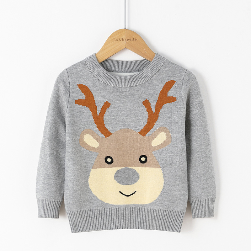 Picture of Factory wholesale boys' cartoon bottoming pullover girls' round neck Christmas sweater children's Korean-style European and American children's clothing
