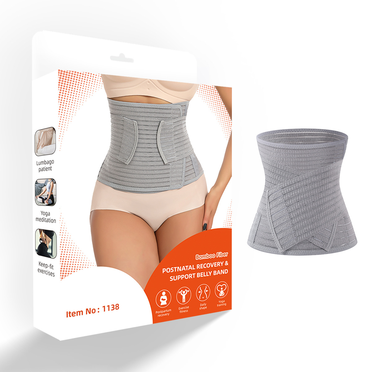 Picture of Bamboo charcoal fiber belly contracting girdle adjustable girdle reinforced postpartum belly contracting belt waist trainer body shaping