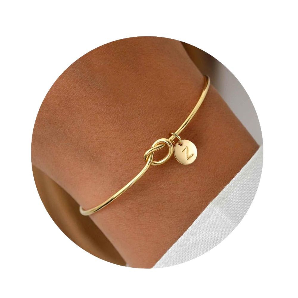 European and American Cross-Border Popular Jewelry Simple Fashion Bracelet 26 Letter Pendant Heart Open Knotted Bracelet for Women