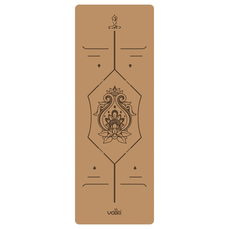 Picture of [cork yoga mat] plus thick natural rubber gymnastics local tyrants mat laser engraving logo body position line printing
