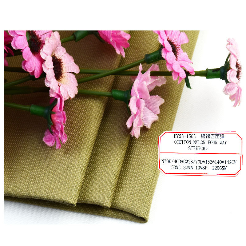 Cotton brocade four-sided stretch fabric, wear-resistant, highly elastic, casual wear outdoor fabric supplier