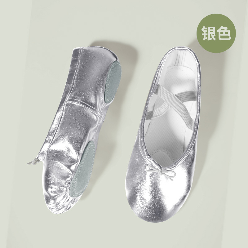 Picture of Children's dance shoes soft bottom practice PU leather cat claw shoes women's yoga gold silver dance shoes ballet dance shoes wholesale