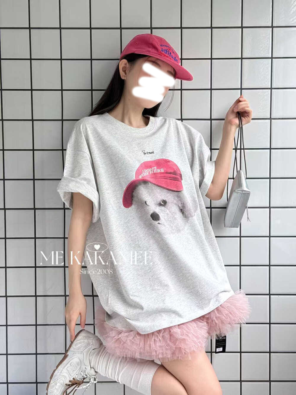 2025 Summer New Niche Design Printed Angry Bichon Puppy Short-Sleeved Large Version Short-Sleeved T-Shirt Women's Casual Top