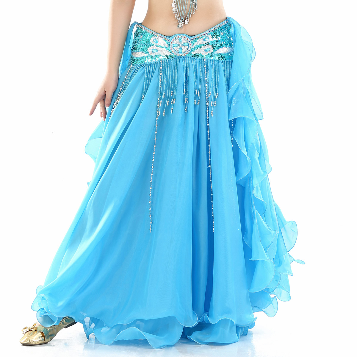 Picture of Chiffon Roll Leaf Double Split Ear Dress Belly Dance Dress Belly Dance Veil Dress Belly Dance High Split Dress Dance Dress