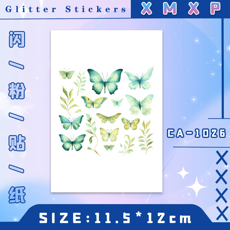 Glitter Butterfly Wings Tattoo Sticker Arm Face Decorations Waterproof Lasting Butterfly Performance Photo Makeup Color Sticker