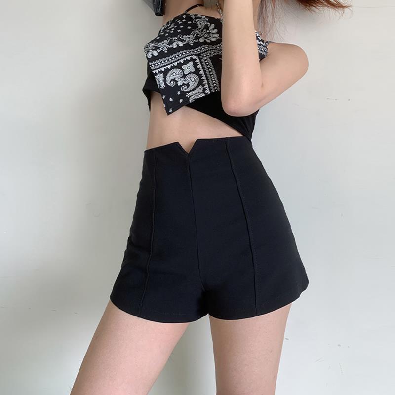 Large Size Black Casual Shorts Women's Summer 2023 New High Waist Slim Look Tall All-match Stretch Hot Pants for Chubby Girls