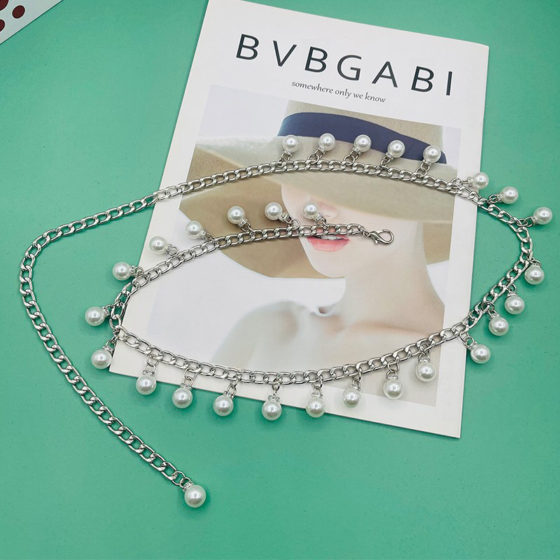 Pearl Waist Chain Women's Sweet Decorative Tassel Belt dress Accessories Simple Style Pearl Sling Waist Chain Accessories