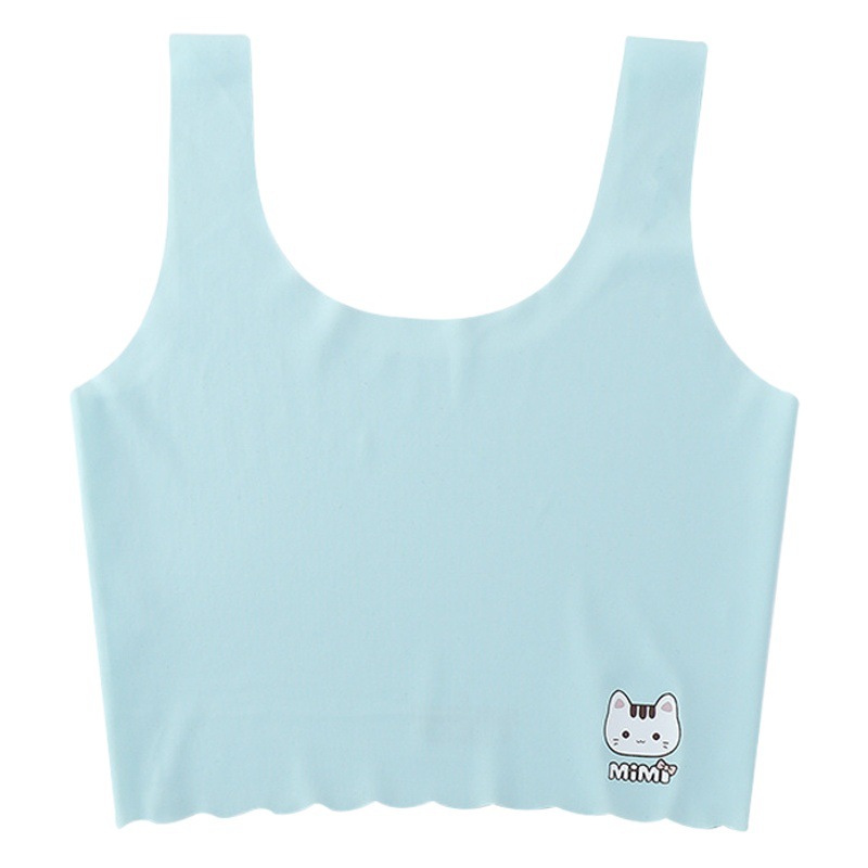 Ice Silk Children's Girls' Underwear MengMeng Cute Printed Cartoon Mid-length Tube Top 8-13 Year Old Girl's Bra