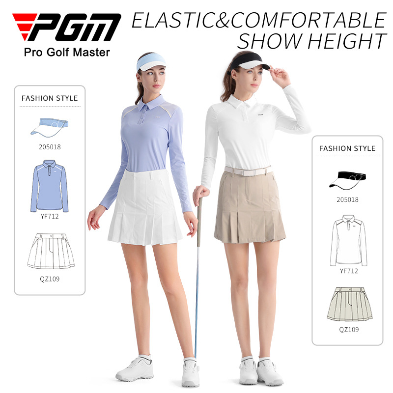Picture of PGM Golf Clothing Women's Summer Long Sleeve T-Shirt POLO Shirt High Elastic Top Slim Breathable Comfortable Sportswear