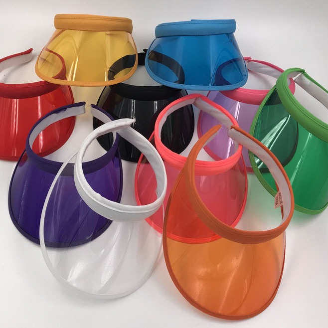 Summer Sun Hat Candy Color pvc Plastic Film Cool Hat Advertising Hat No Top Hat UV Protection Air Top Hat