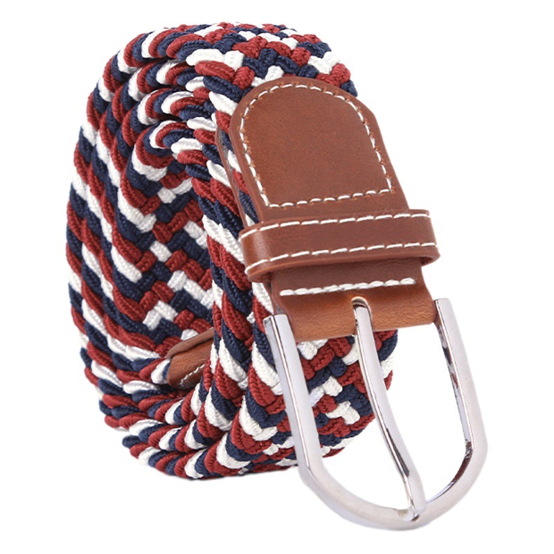 Cross-border Fashion Women's Belt Hand-woven Needle Buckle All-match Belt Color Twill Men's Wide Waist Seal