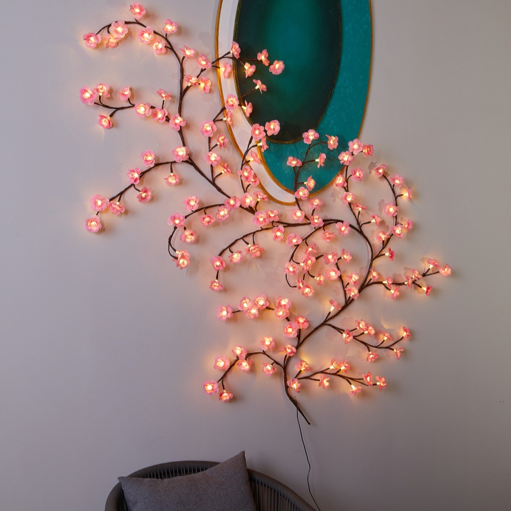 LED Branch Light Rattan Light Flexible Atmosphere Light Plum Blossom Cherry Blossom Valentine's Day Wedding Wall Decoration Model Light