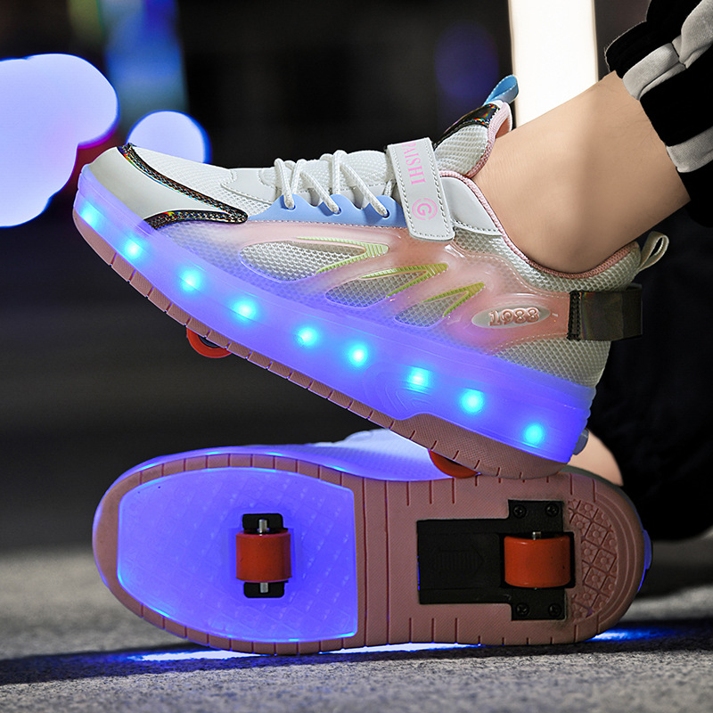 Children's walking shoes roller skating girls' shoes Internet celebrity double-wheel explosion shoes student invisible skates shoes with wheels