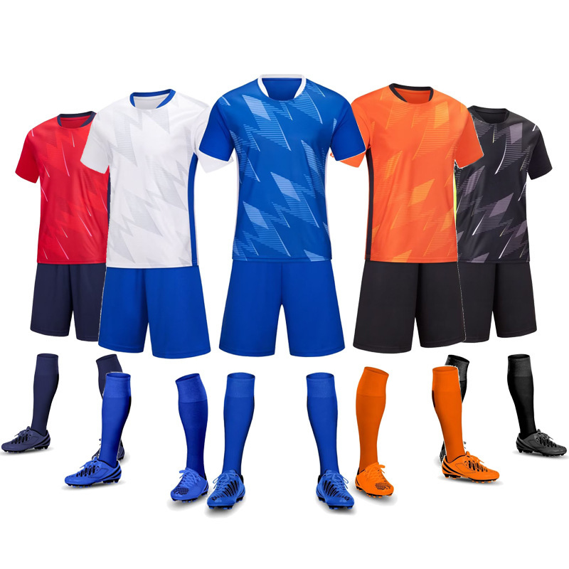 Football uniform set men's wholesale primary and secondary school students Game team uniform children's football sports training clothing short sleeve football clothing