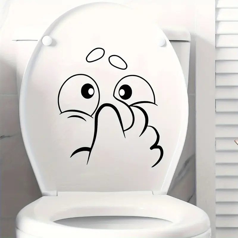 Nose Pinch Fun Toilet Sticker Cute Toilet Decoration Toilet Bathroom Cartoon Toilet Cover Waterproof Sticker
