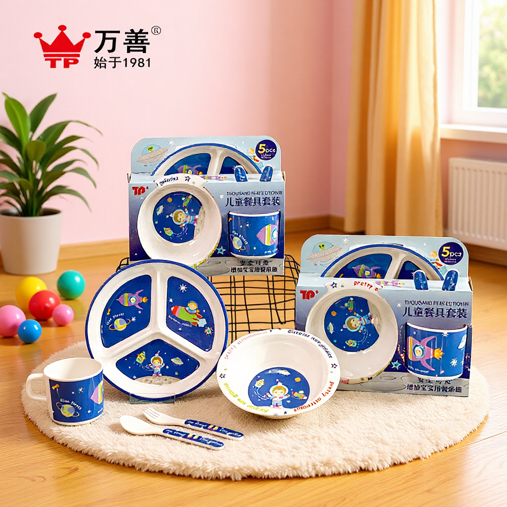 Children's Tableware Melamine Resin Tableware Baby Dinner Plate Meal Split Plate Kindergarten Supplementary Bowl Baby Bowl Factory