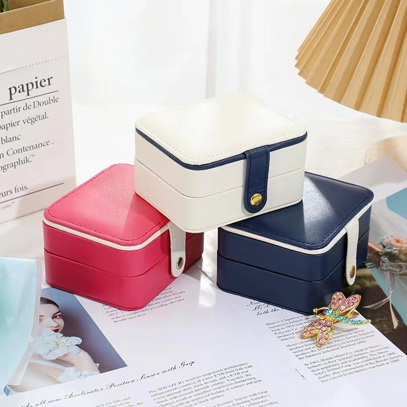 Jewelry Storage Box Cross-border Fashion Simple Multi-layer Portable Travel with Mirror Jewelry Box Earrings Jewelry Packaging Box