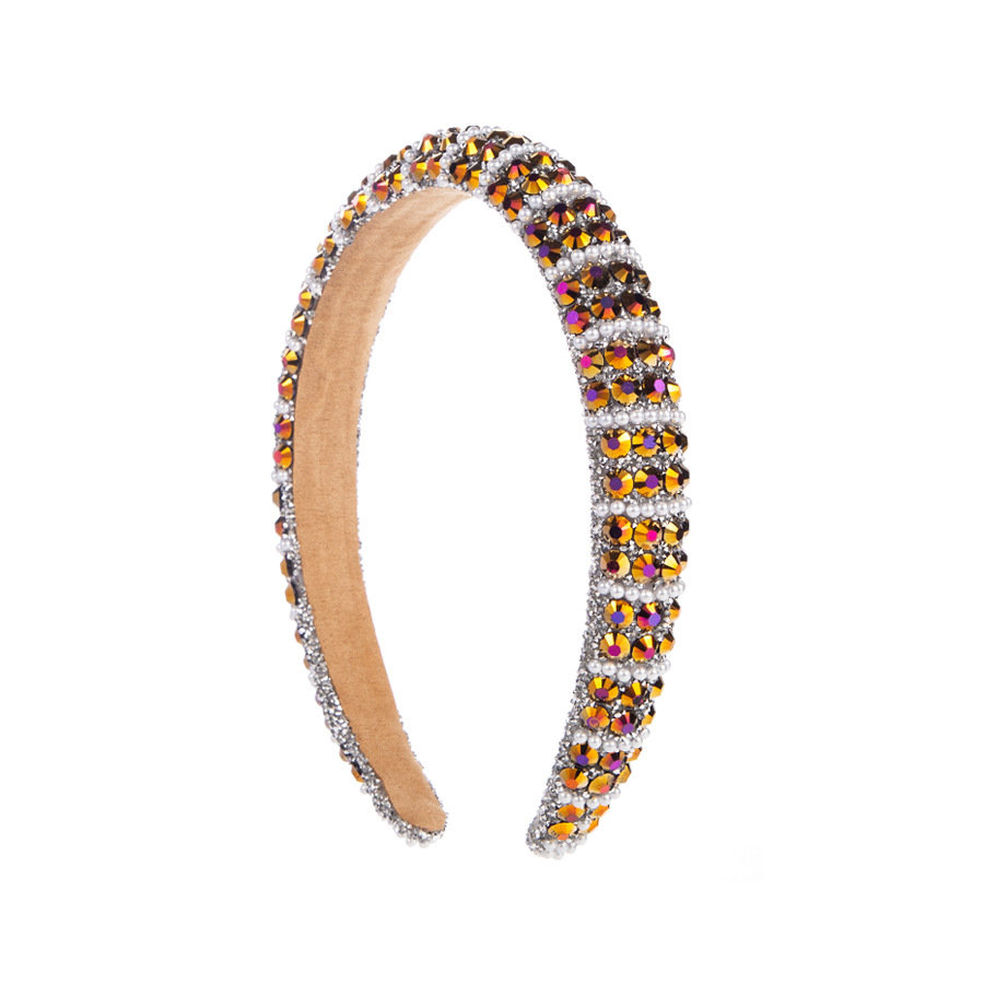 Picture of European and American-style Cross-border Grab Chain Rhinestone Small Edition Sponge Headband Headband Baroque Full Diamond Pearl Pressure Hair Headwear Hair Accessories