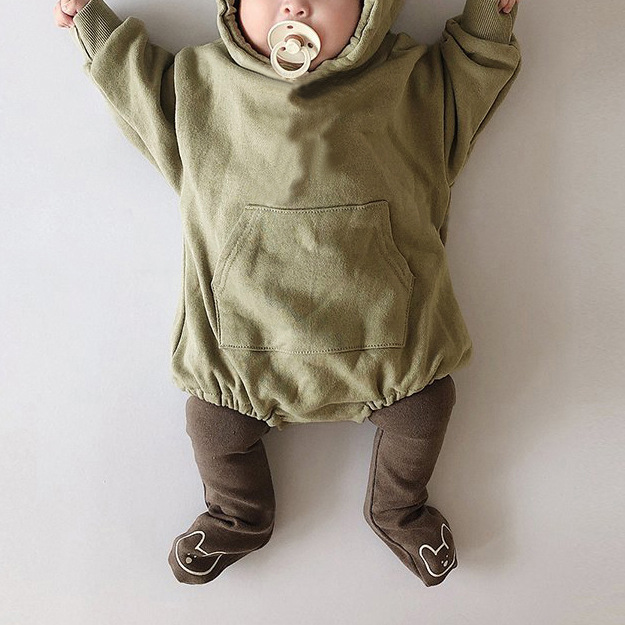 Ins Korean-style Autumn Baby Cute Bear Climbing Suit for Boys and Girls Baby Long-sleeved Hooded Sweatshirt Puffy Fart Suit