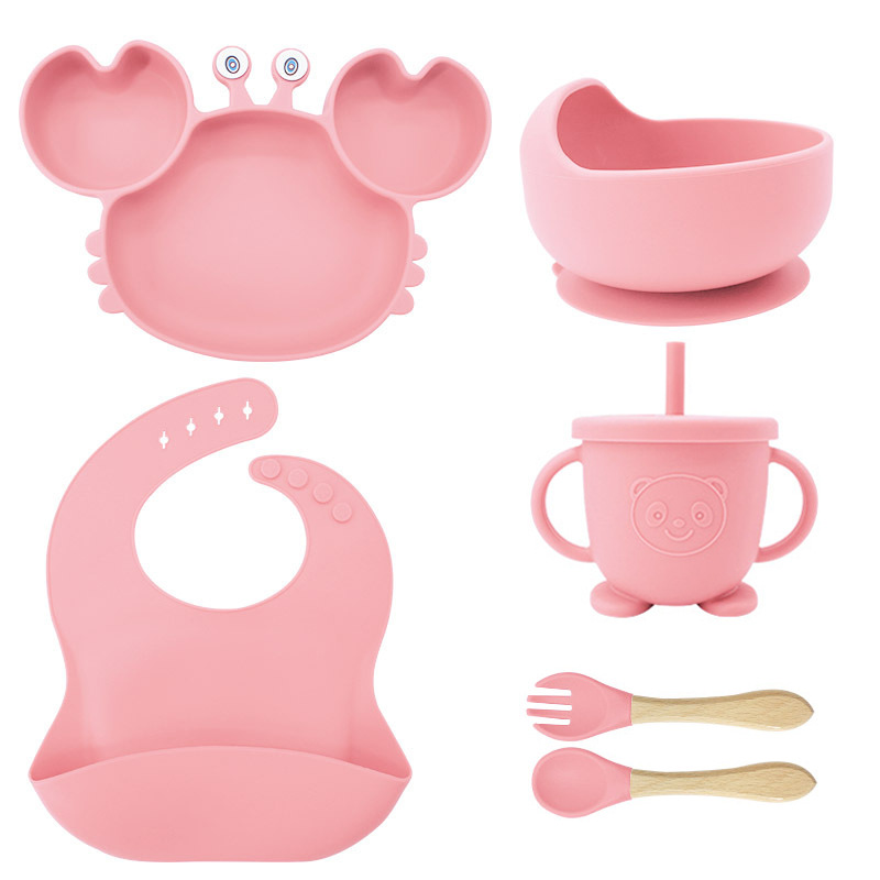 Picture of Baby silicone tableware crab plate suit food supplement bowl bib food grade tableware suit factory direct supply cross-border