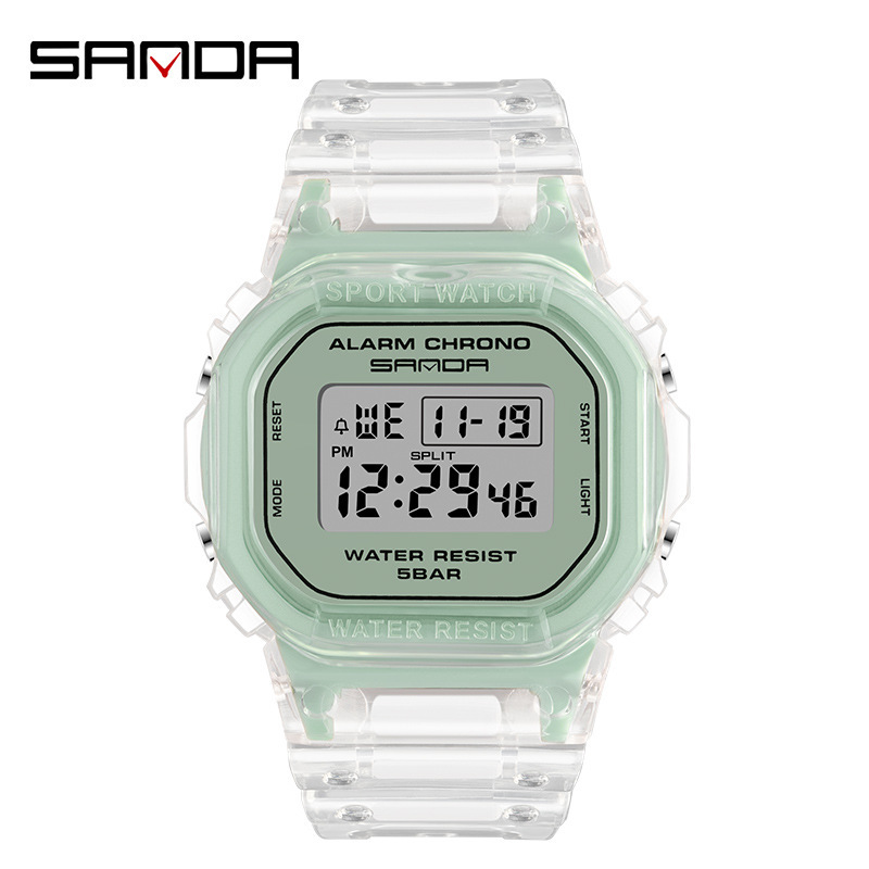 Picture of High-Quality, Popular Live-Streaming Item, Cross-Border Hit, Square Transparent Strap Electronic Watch, Multifunctional, Luminous, Waterproof