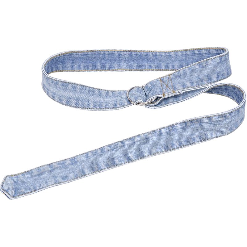 Denim Belt Women Denim Decorative Double Ring Buckle 4cm Wide Windbreaker Strap Coat Belt Belt One Piece Hair