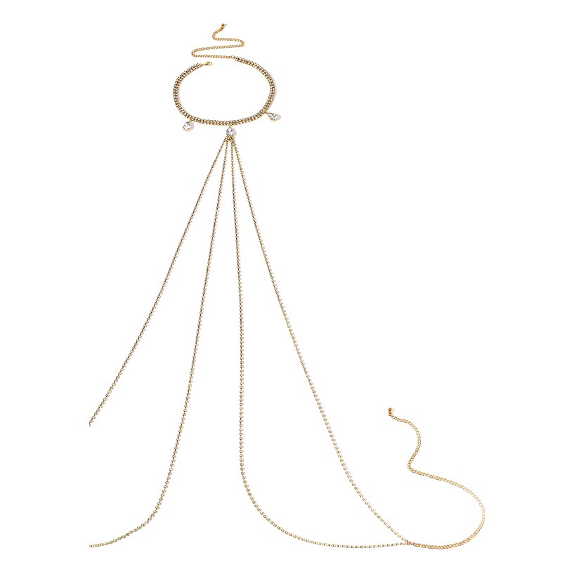 2023 European and American Diamond Body Chain Jewelry Temperament Geometric Multi-layer Cyber Celebrity Tassel Nightclub Necklace Chest Chain Women's Accessories