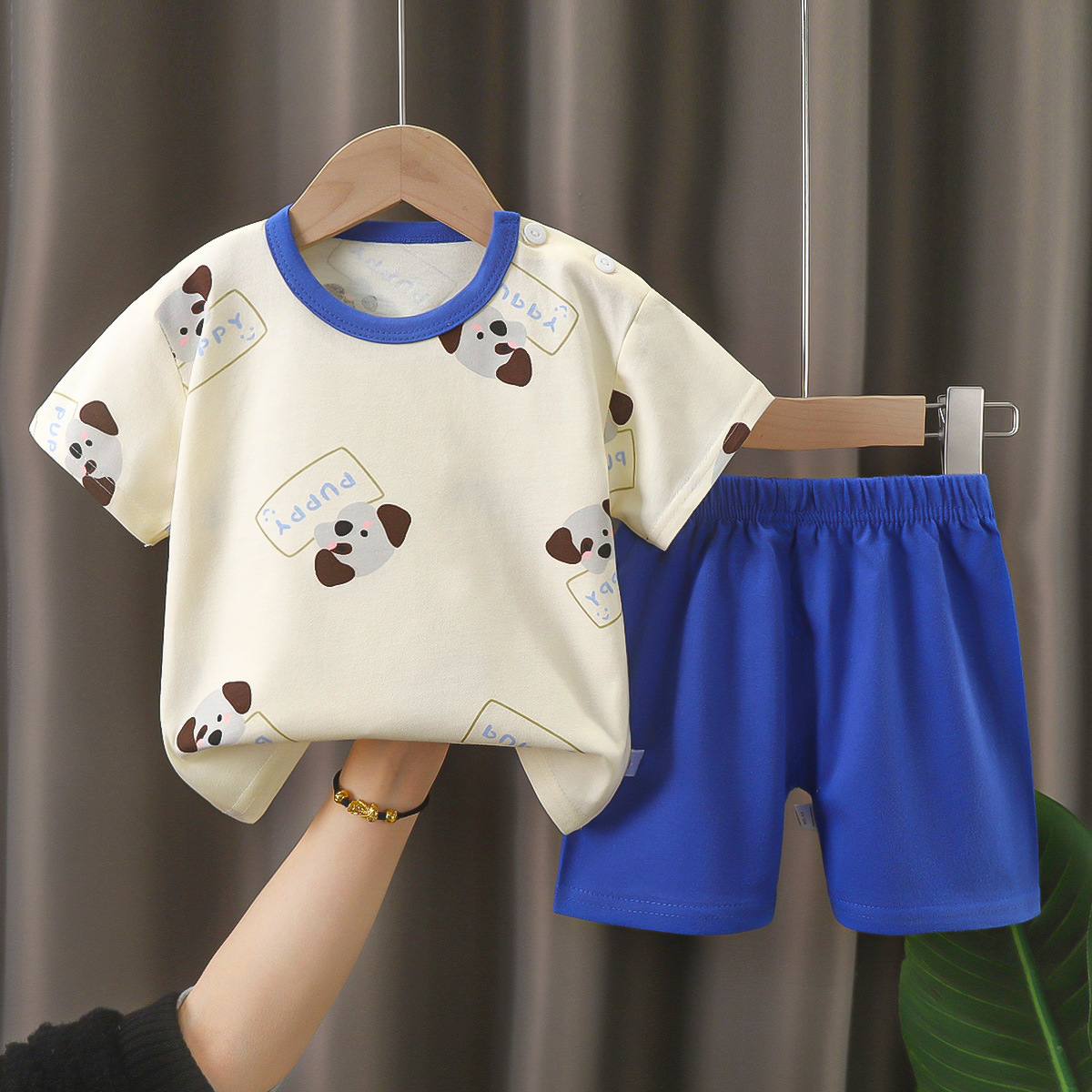 Picture of Children's Short-Sleeved Suit Pure Cotton Summer New Baby Boy Summer T-Shirt Girl Clothing Thin Kidsren's Clothing Carefully Selected