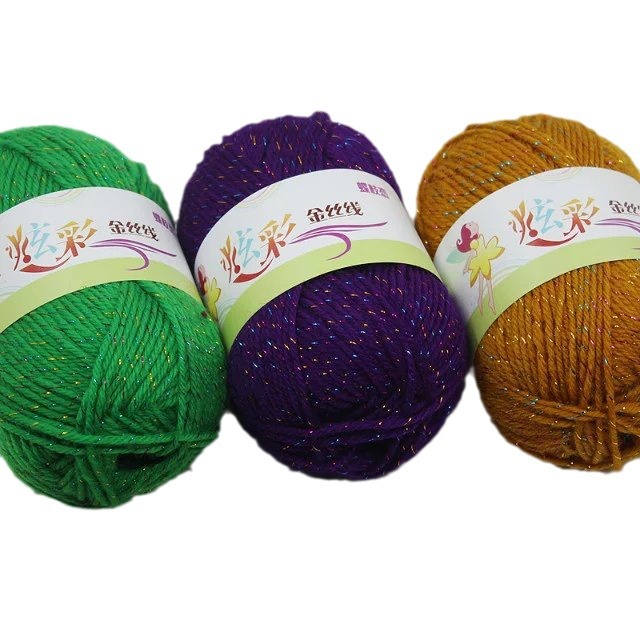 Picture of Acrylic plus color silk thread three color wool bright silk acrylic thread handmade DIY line cross-border foreign trade supply manufacturers wholesale