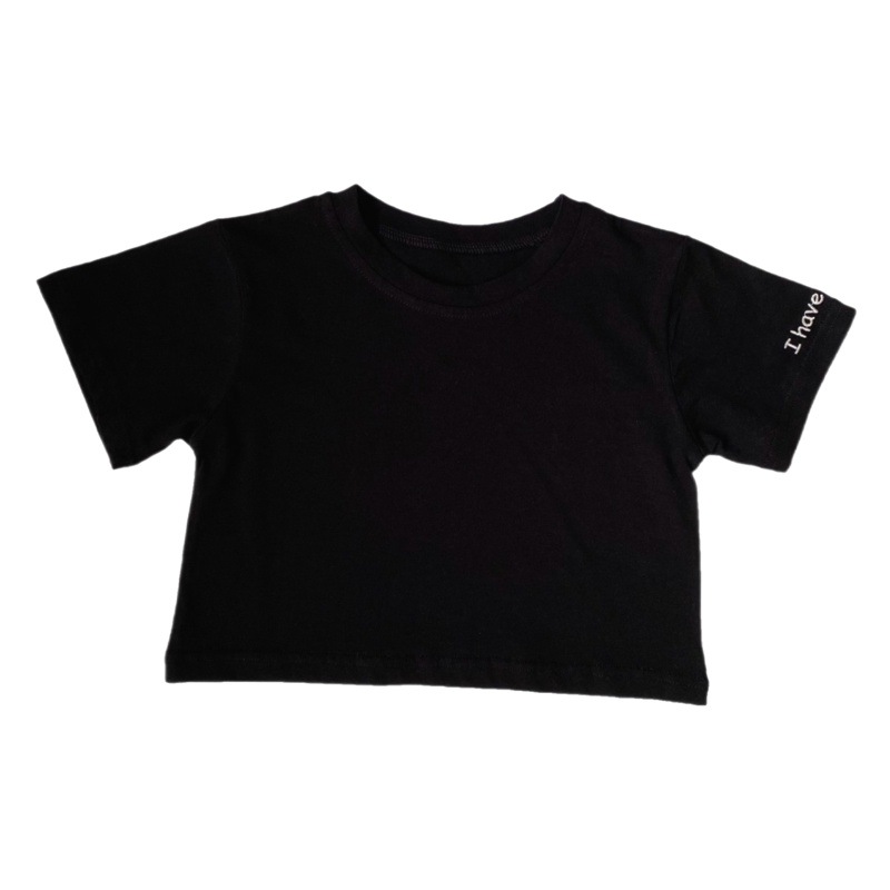 GL-kids Korean Summer New Children's Letter Embroidered Hemp Cotton Short-sleeved T-shirt Washed Skin-friendly Short T-shirt for Boys and Girls