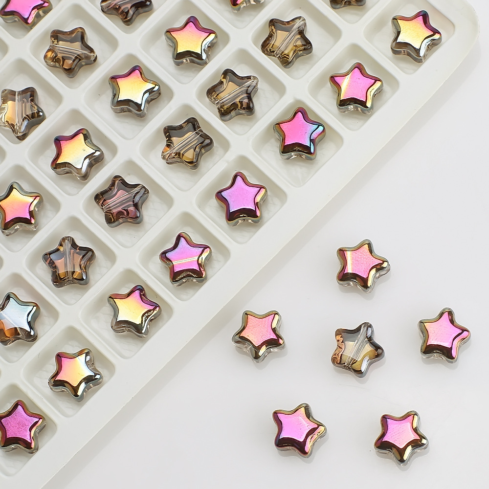 Picture of Five-Pointed Star Accessories 8mm Glass Beads Crystal Pendant DIY Hair Accessories Necklace Earrings Bracelet Beading Material Accessories