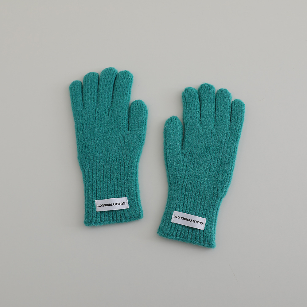 Picture of Winter Children's Knitted Gloves Middle School Students' Knitted Five-Finger Gloves with Exposed Thumb and Index Finger Students Writing Gloves