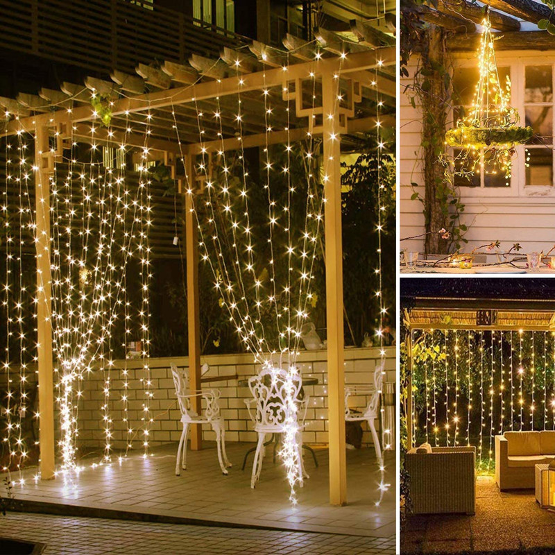 LED Curtain Light String Bedroom Decorative Light Festival Wedding Decoration String Light Strip Light Outdoor Remote Control Waterfall Light Room
