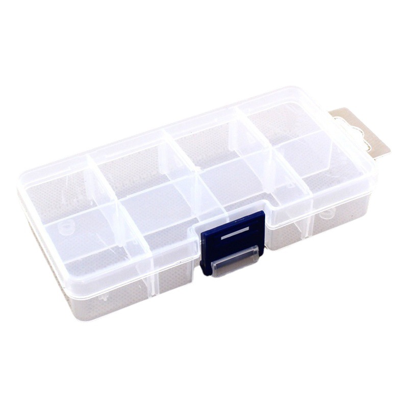 PP Transparent Rectangular Small Object Jewelry Parts Finishing Packaging Box Plastic Small 8-grid Removable Storage Box
