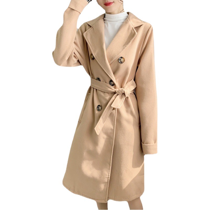 Popular Slimming Large Size Acetate Mid-Length Suit Collar Windbreaker for Women Commuting Temperament Cross-Border Supply Factory Direct Sales