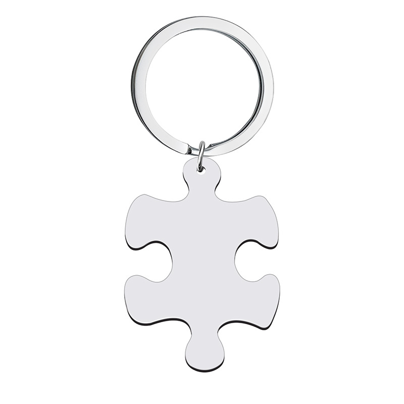 Picture of Stainless Steel Couple Keychain We Will always be connected Puzzle Necklace Stitching Pendant