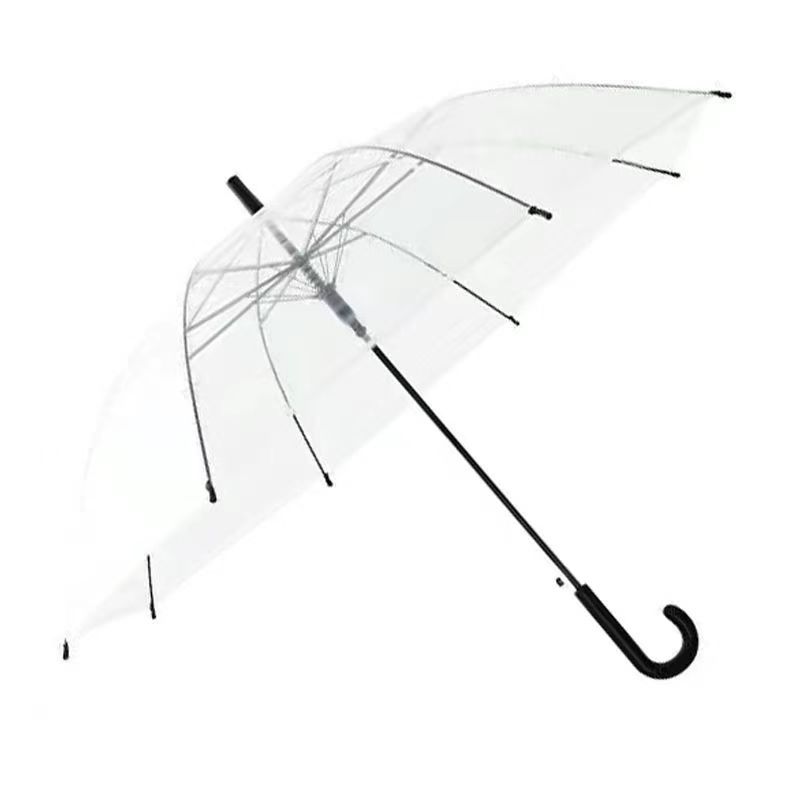 Picture of Transparent Umbrella Men and Women Internet Celebrity ins Cute Semi-automatic Straight Handle Photography Small Fresh Sunshade Sunny Umbrella Frosted Umbrella