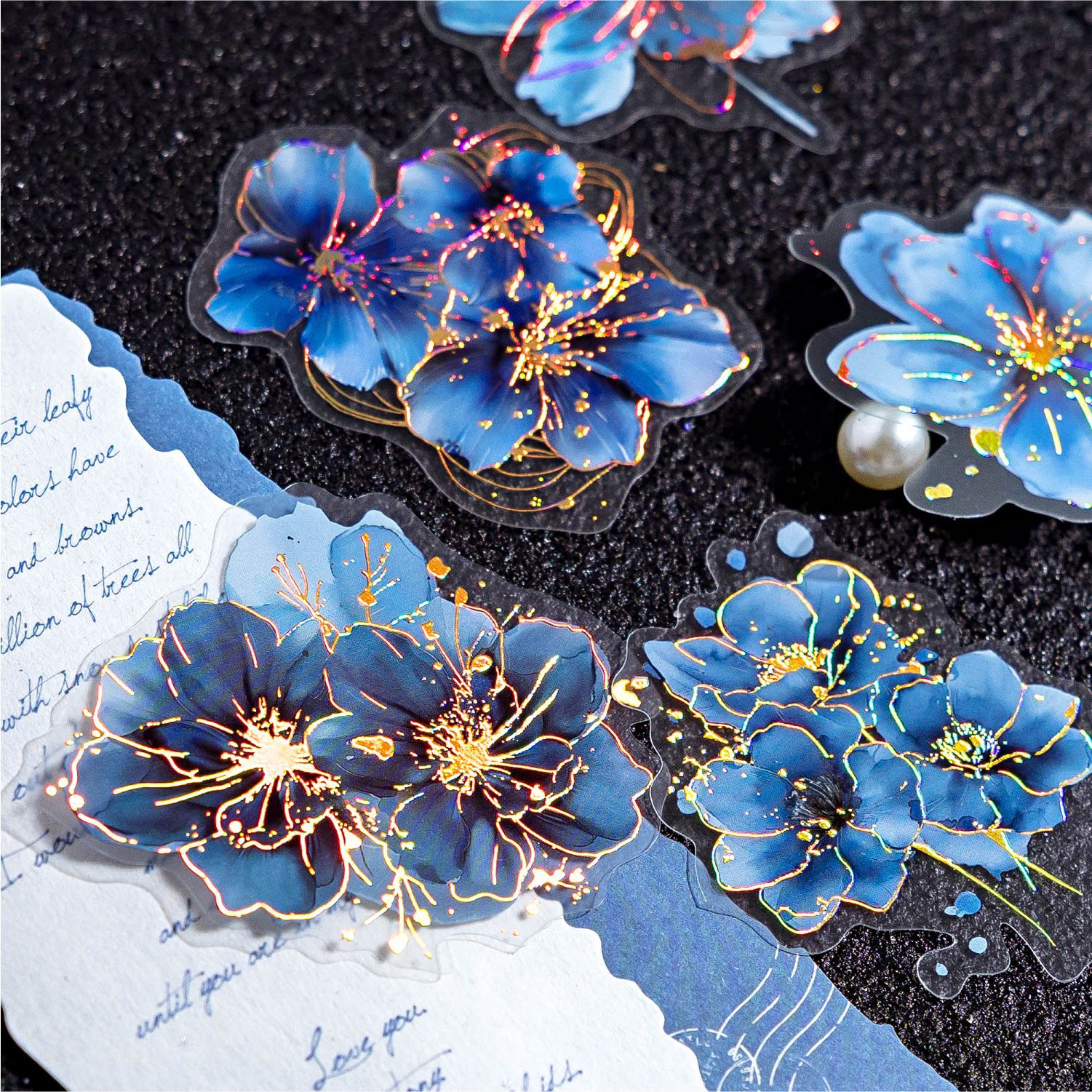 Picture of Sugar Poetry Bronzing Flower Fog PET Sticker Bag Flower Poetry Series Hand Account Decoration Collage Base Sticker 6