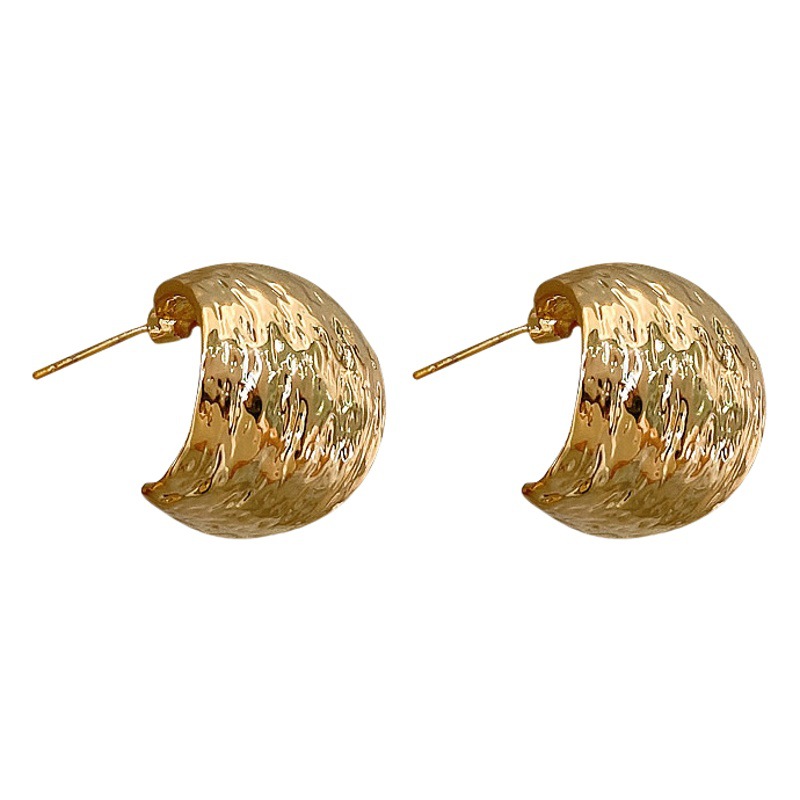 s925 Silver Needle Korean Niche Design Sense Metal Earrings Women's Exaggerated Personality Temperament Simple All-match Earrings Earrings