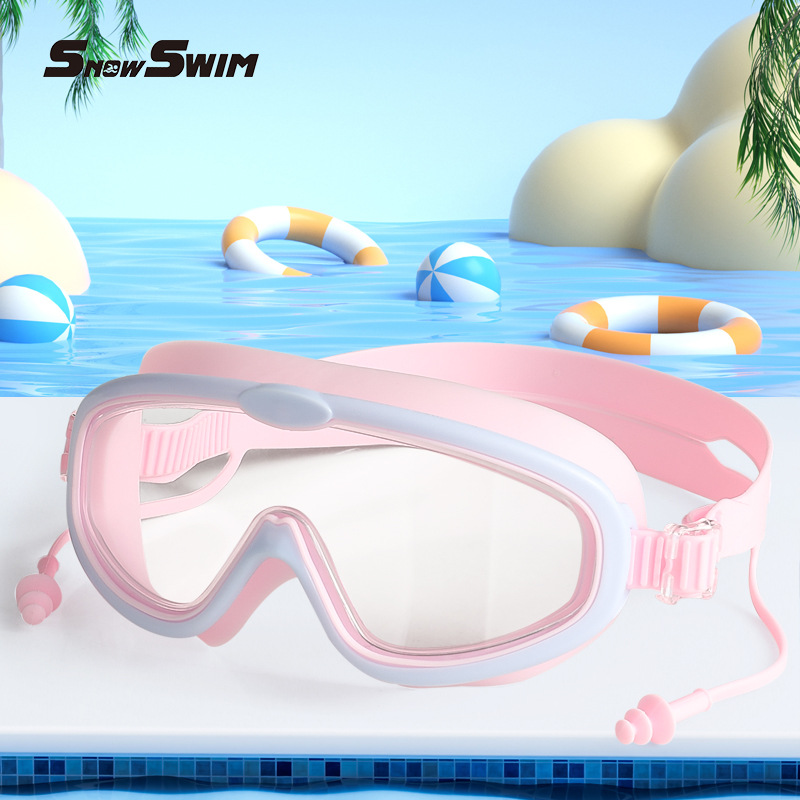 Picture of Children bag swimming goggles girls boys swimming equipment glasses waterproof anti-fog big frame professional diving swimming goggles factory
