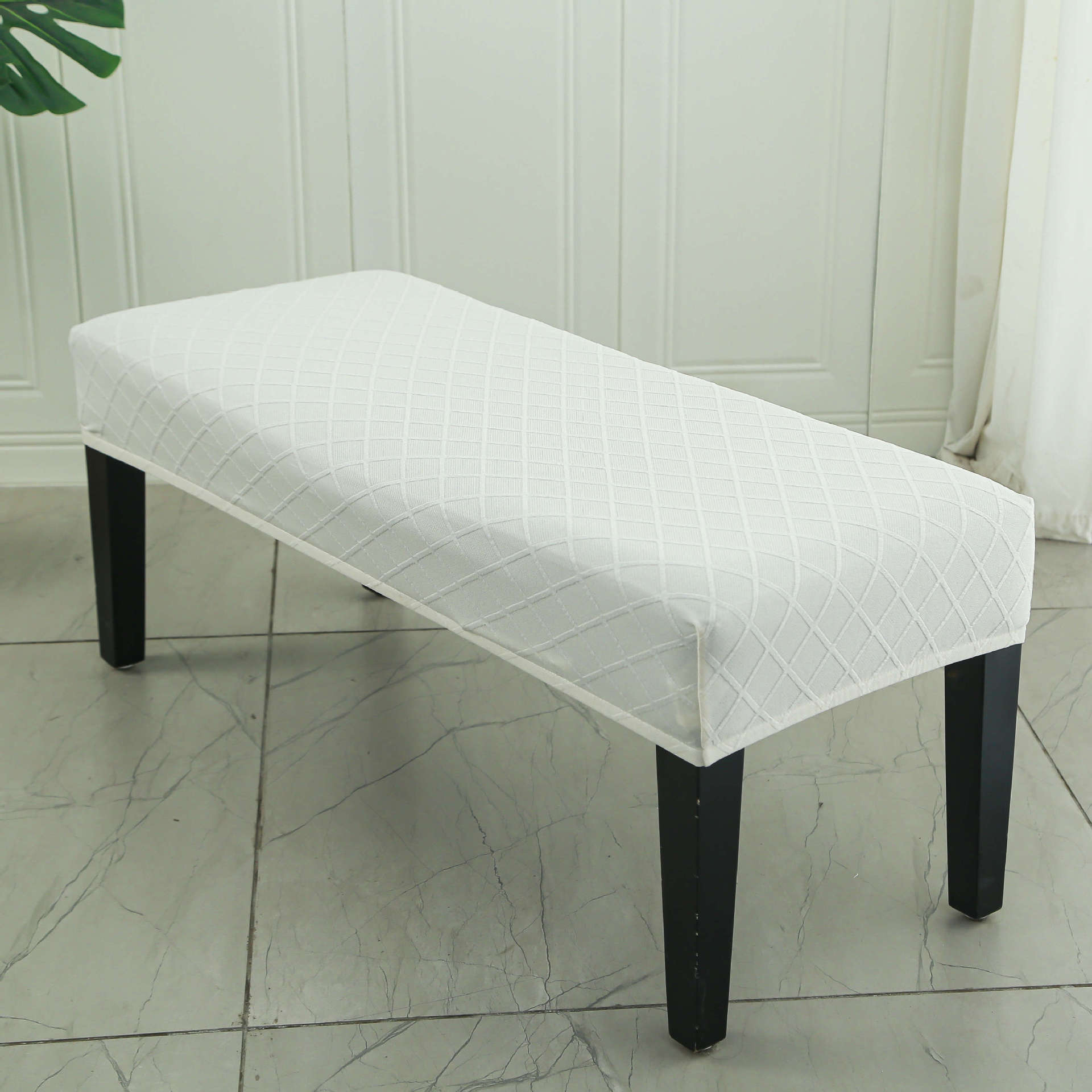 Picture of Elastic Household Long Bench Cover Corn Plaid Thickened Piano Cover Makeup Stool Cover Shoe Changing Stool Cover