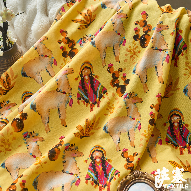 Picture of Hemp Cotton Digital Printing Fabric Ethnic Style Retro Style Bohemian Fabric Hotel Pillow Bar Tablecloth