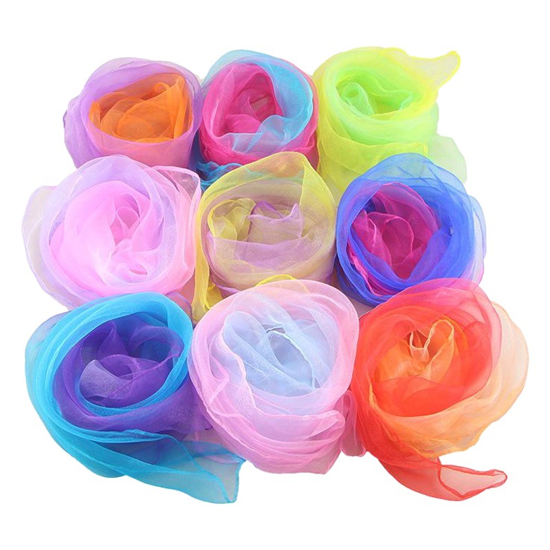 Solid color gradient small scarf dance performance kindergarten color gift scarf small square scarf wholesale