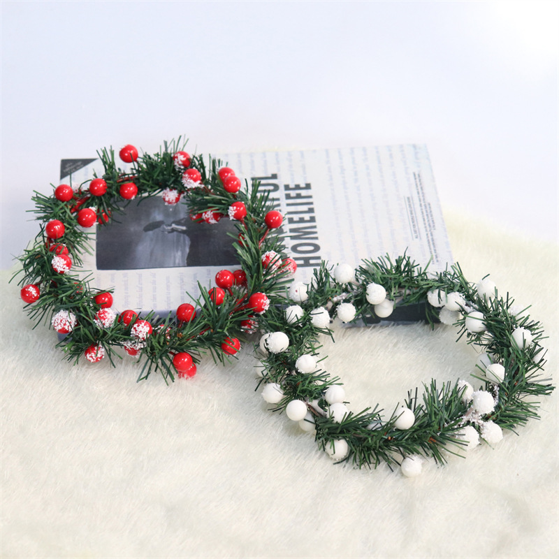 New Sticky Snow Fruit Skewer Artificial Candle Ring Candle Holder Straw Garland Plastic Straw Home Christmas Garland Decoration
